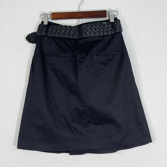 Zara Basic Black Front Pleated A-Line Belted Mini Skirt Women's Sz XS - Picture 2 of 6